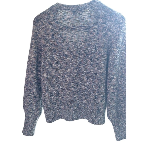 J.Crew Space Dye Cardigan Sweater Blue Purple Marled Knit V-Neck Womens Large - Picture 7 of 10